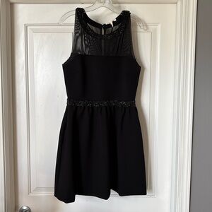 Maje black dress with illusion neckline